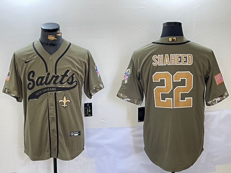 Men's New Orleans Saints Rashid Shaheed Olive Salute To Service Game Jersey football jersey product view 1