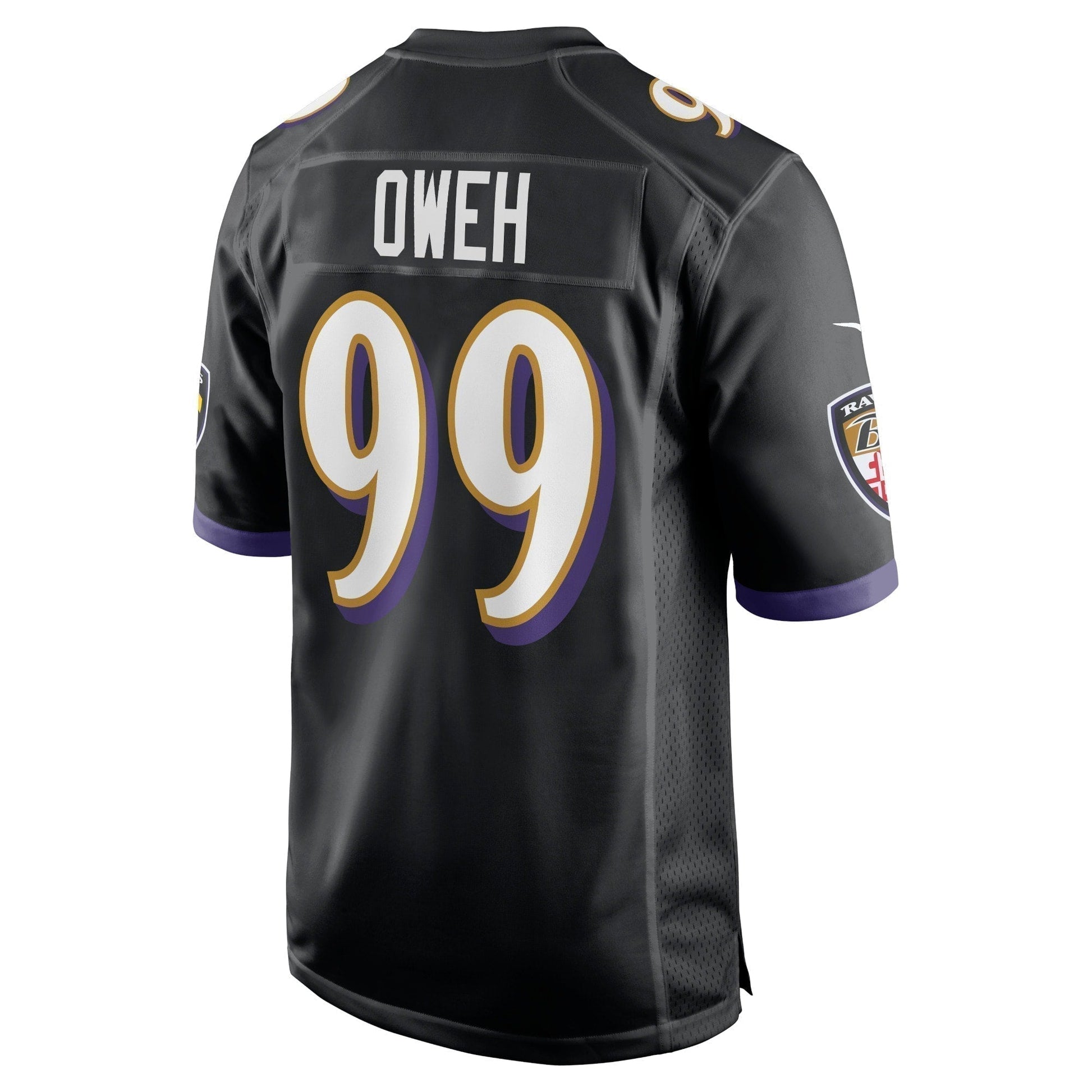 Odafe Oweh Baltimore Ravens Game Jersey - Black football jersey product view 3