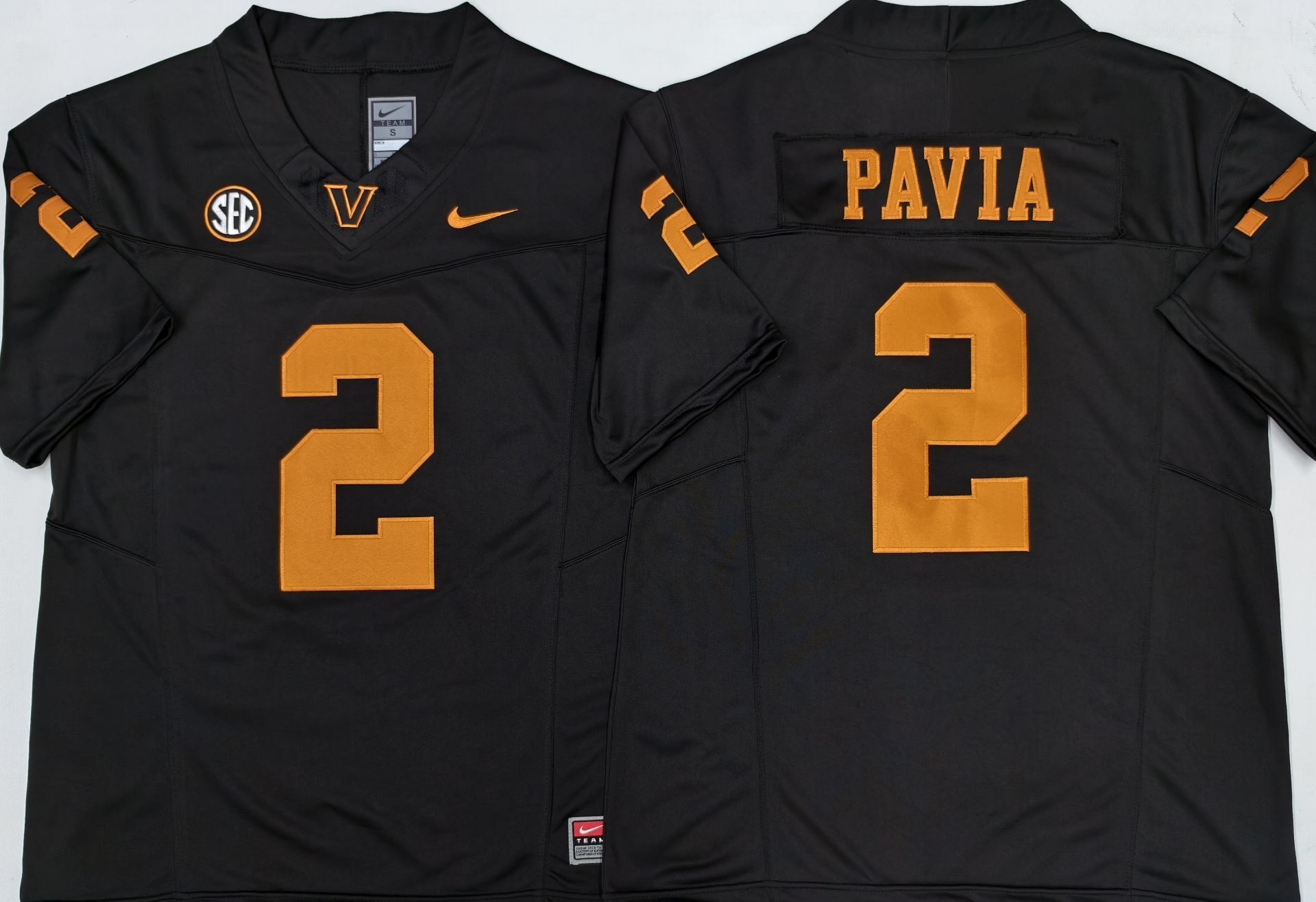 Men's Vanderbilt Commodores Diego Pavia Black Player Jersey sports jersey product view 1
