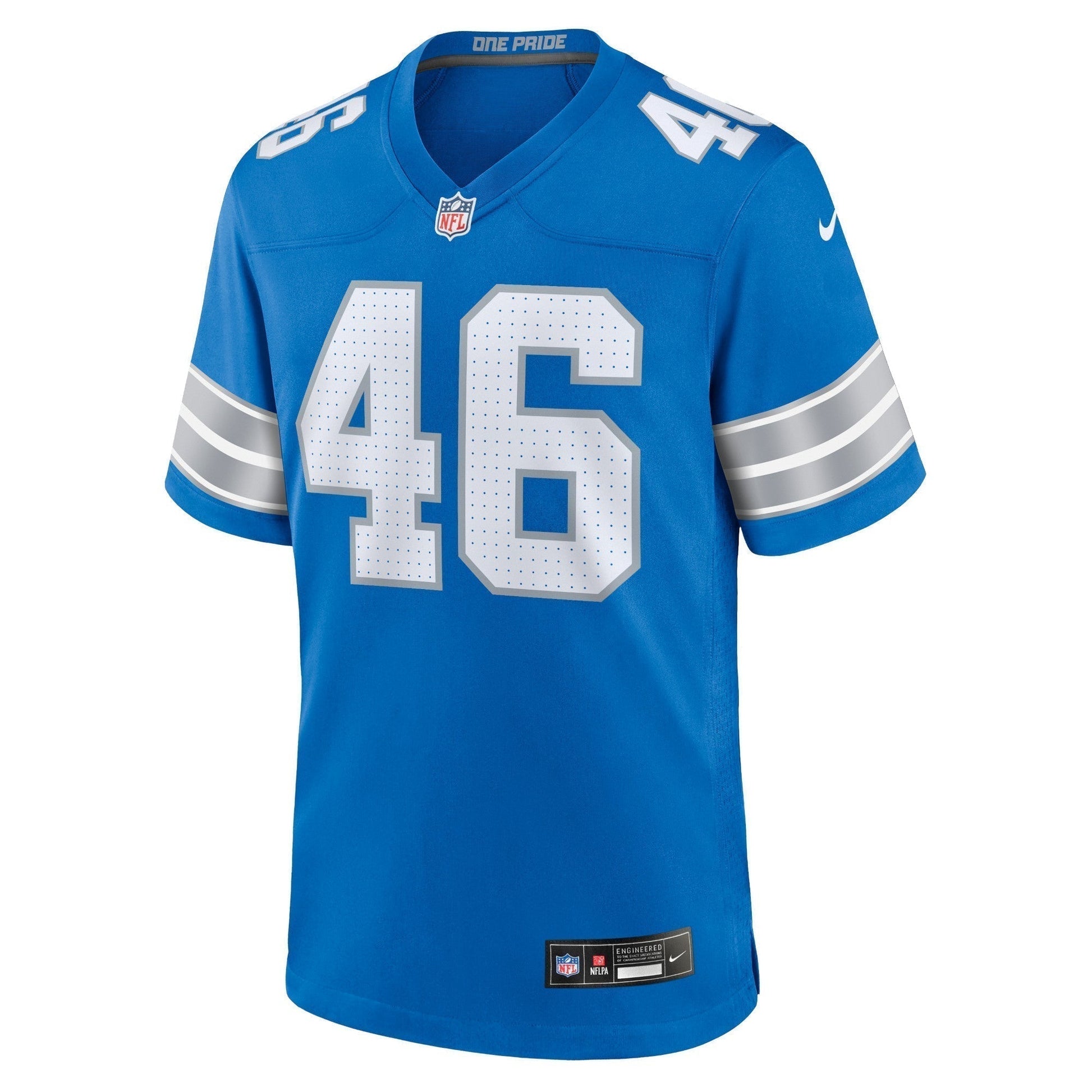 Jack Campbell Detroit Lions Game Jersey - Blue football jersey product view 2