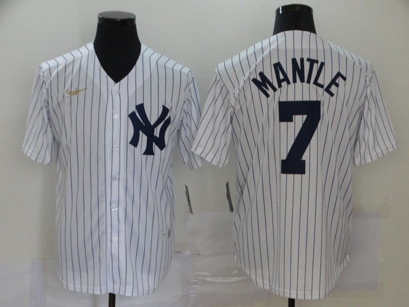 Men's New York Yankees Mickey Mantle #7 White Replica Player Jersey1 baseball jersey product view 1