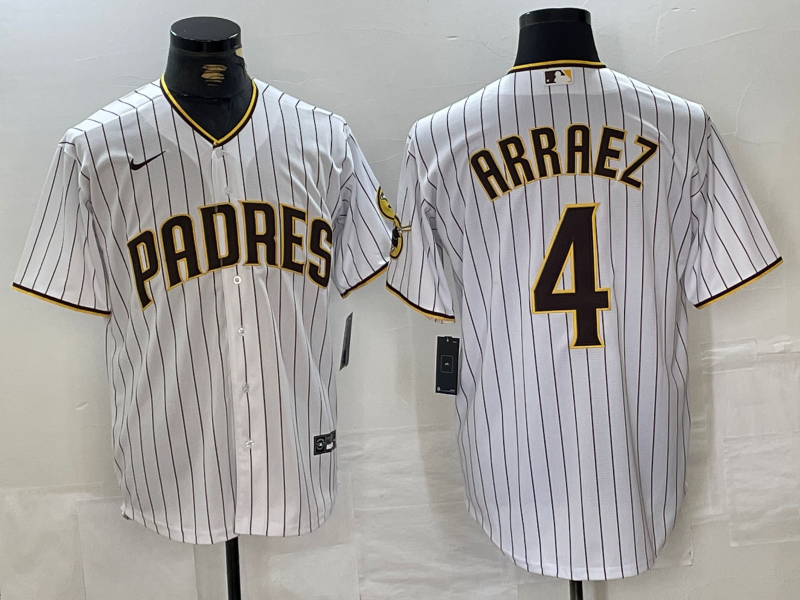 Men's San Diego Padres Luis Arraez White Replica Player Jersey baseball jersey product view 1