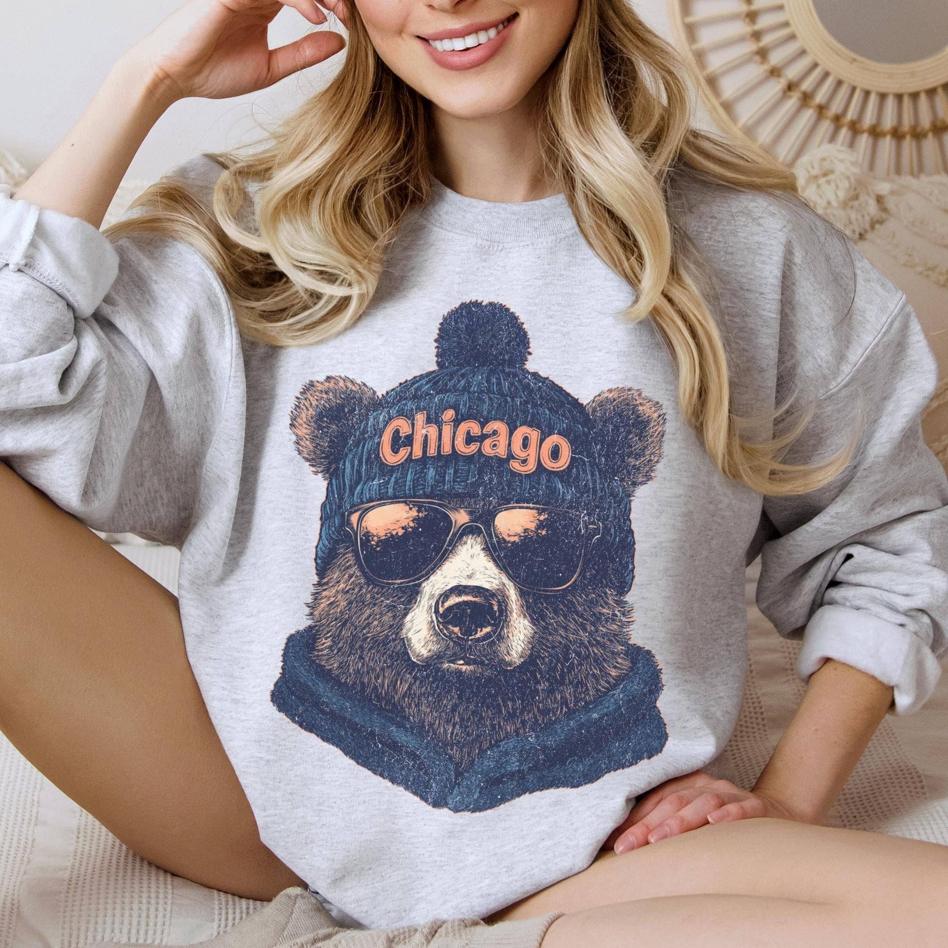 Vintage Chicago Football Sweatshirt, Game Day Team Crewneck Unisex T-shirt, Sweatshirt, Hoodie, Long Sleeve Tee - T-Shirt, Sweatshirt, Hoodie