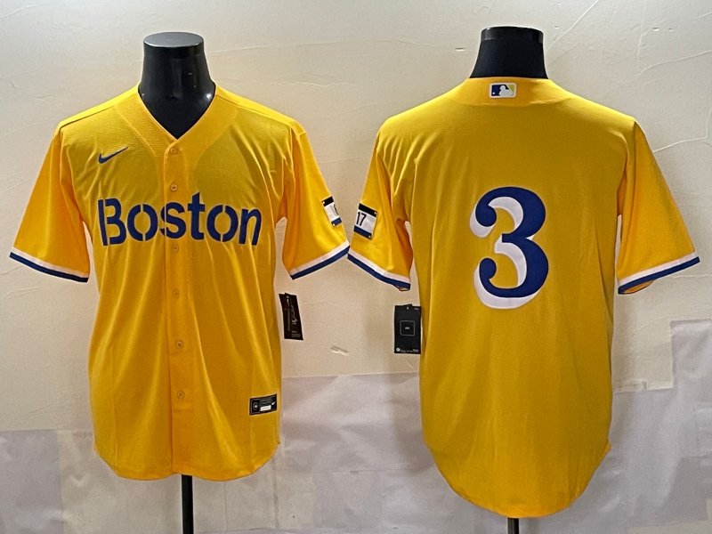 Men's Boston Red Sox Ceddanne Rafaela #3 Gold City Connect Replica Player Jersey baseball jersey product view 1