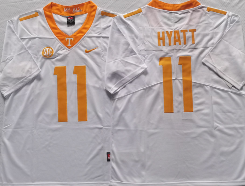 Men's Tennessee Volunteers Jalin Hyatt White Player Game Jersey sports jersey product view 1