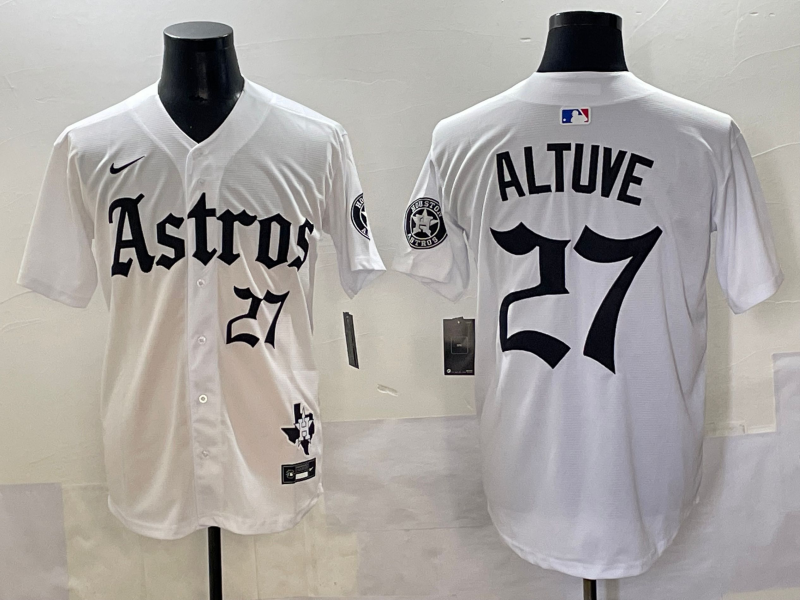 Men's Houston Astros Jose Altuve White Team Player Jersey baseball jersey product view 1