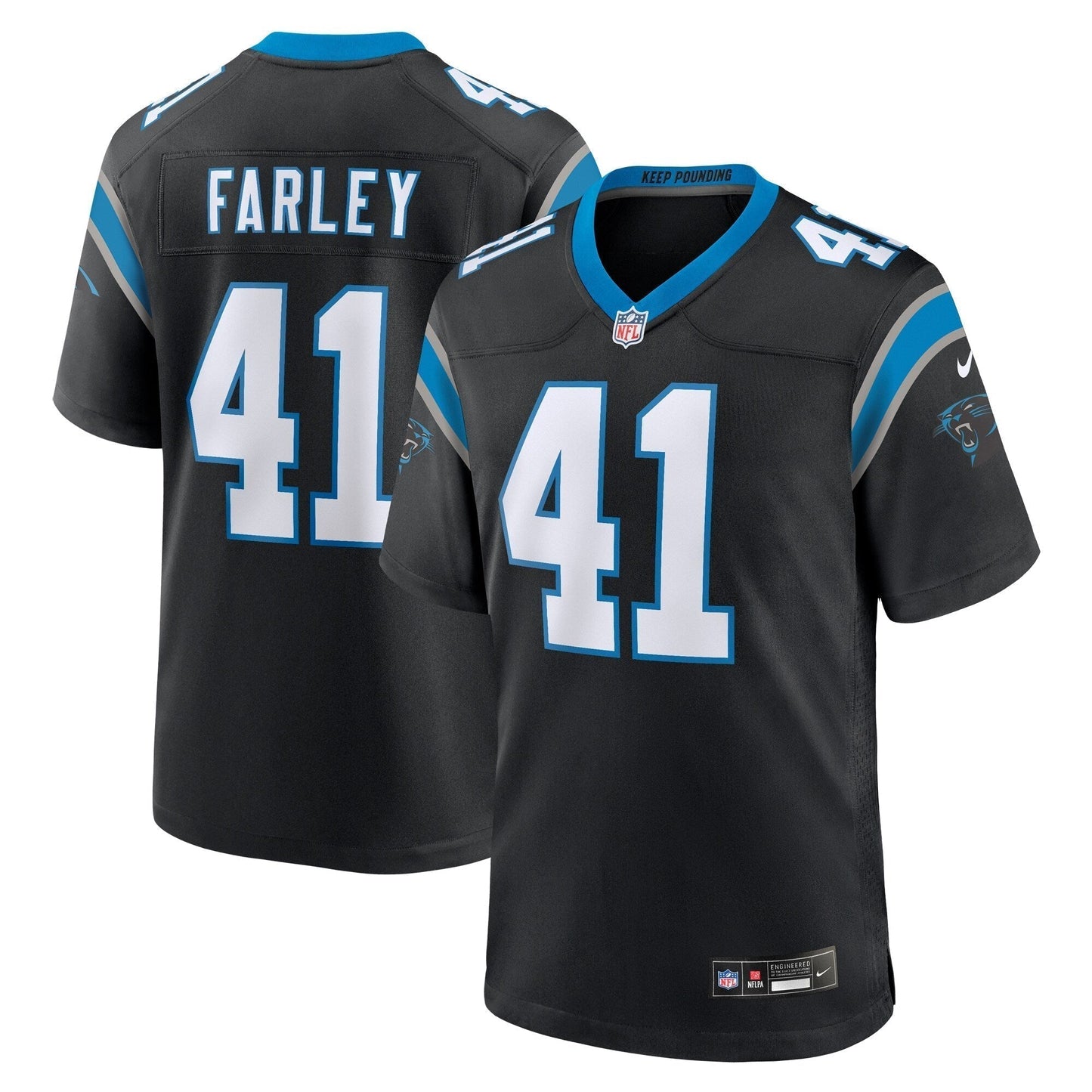 Matthias Farley Carolina Panthers Game Jersey - Black football jersey product view 1