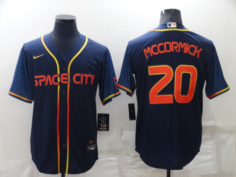 Men's Houston Astros Chas McCormick #20 Navy Space City Jersey1 baseball jersey product view 1