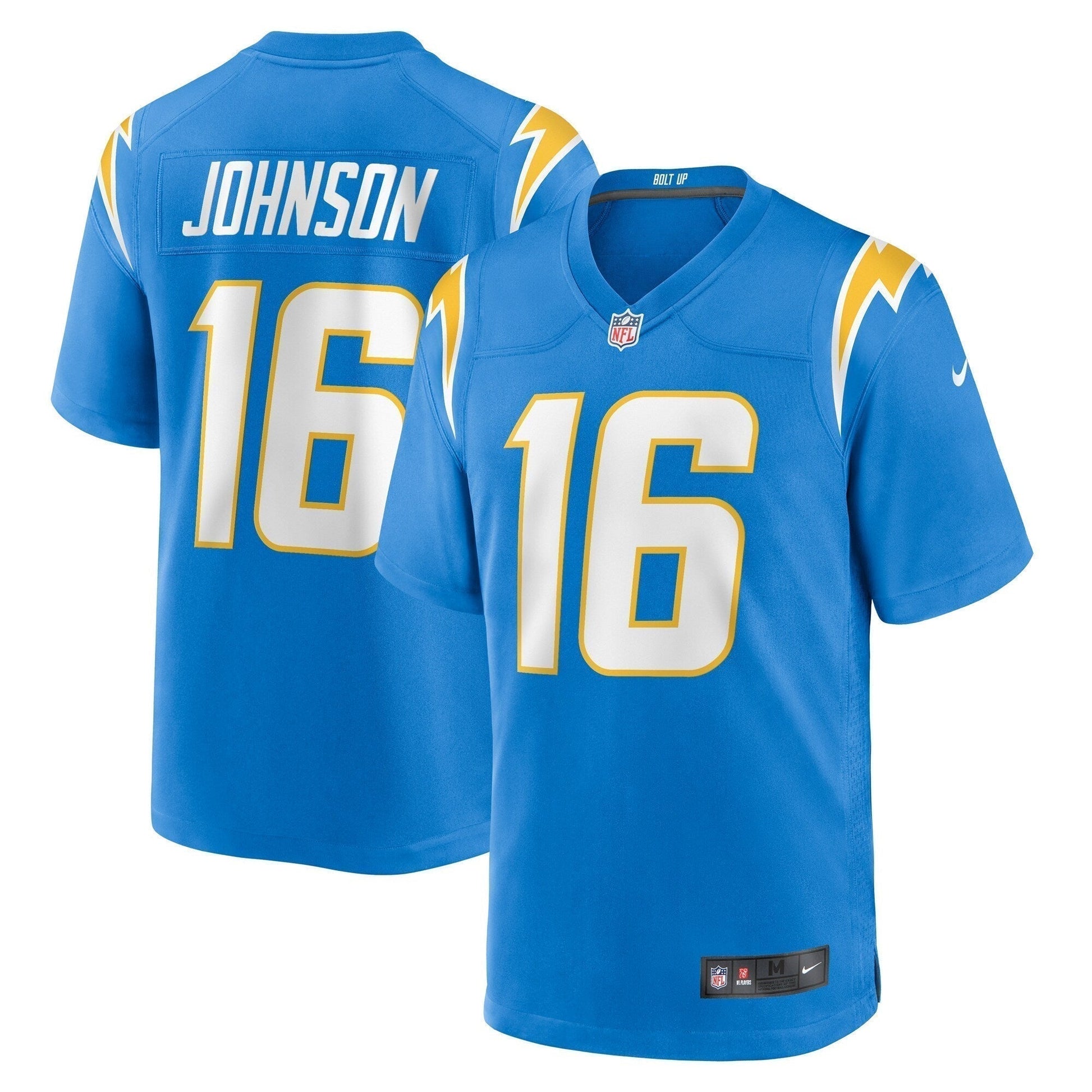 Tyler Johnson Los Angeles Chargers Team Game Jersey - Powder Blue football jersey product view 1