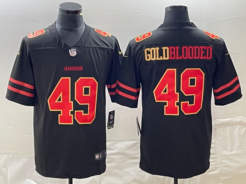 Men's San Francisco 49ers Gold Blooded Black Game Jersey football jersey product view 1
