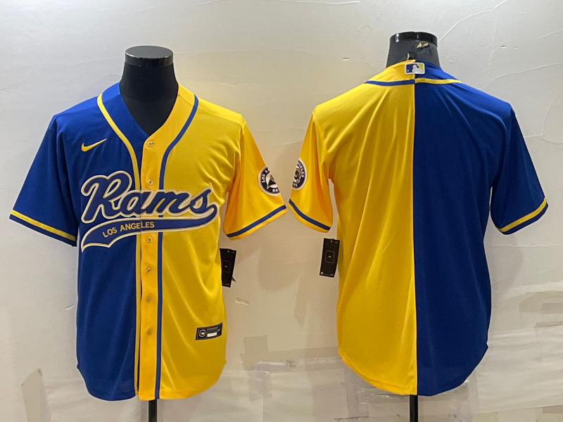 Men's Los Angeles Rams Blue/Yellow Blank Jersey football jersey product view 1