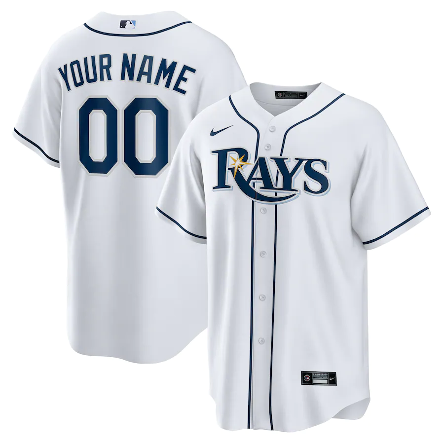Men's Tampa Bay Rays White Home Replica Custom Jersey baseball jersey product view 1