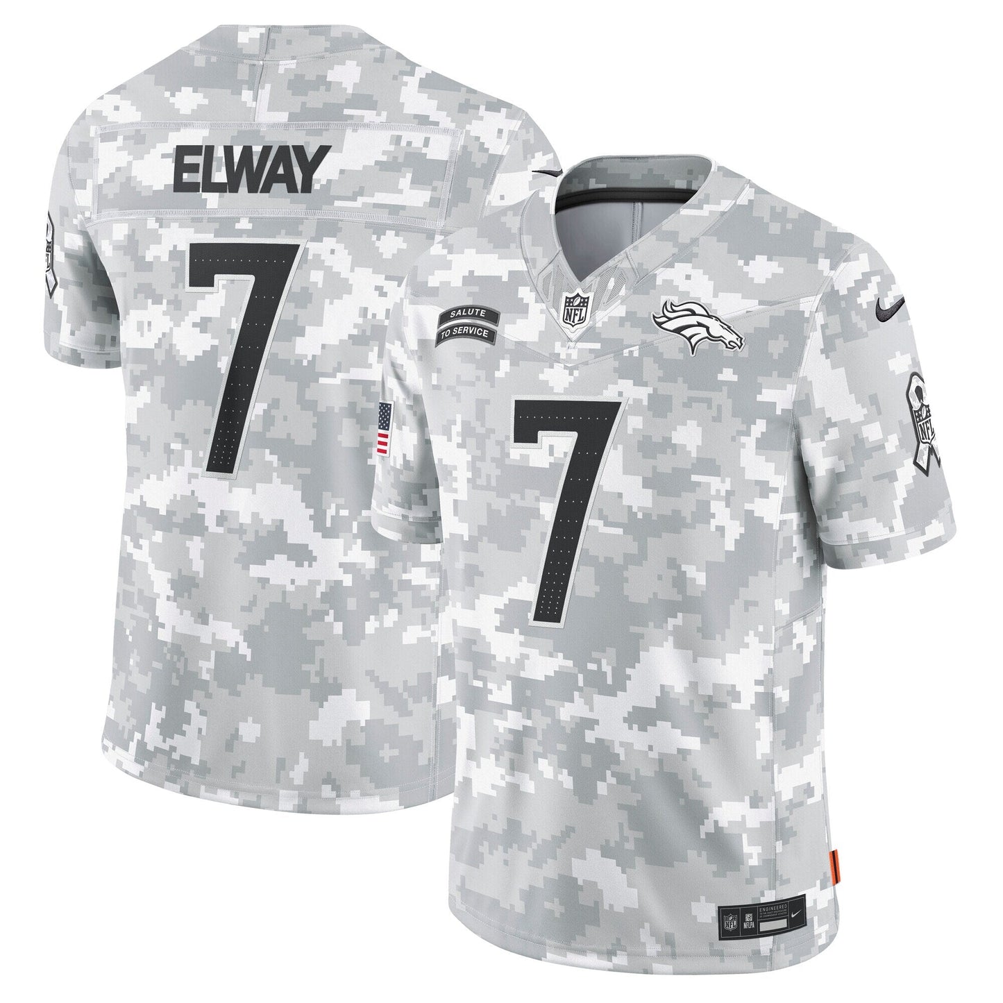 John Elway Denver Broncos 2024 Salute to Service Retired Limited Jersey - Arctic Camo football jersey product view 1