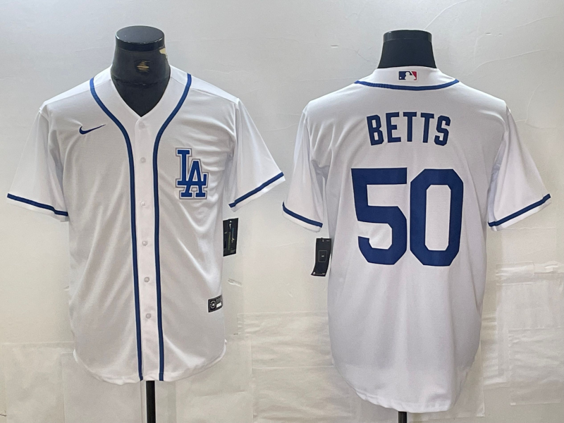 Men's Los Angeles Dodgers Mookie Betts White Limited Player Jersey baseball jersey product view 1
