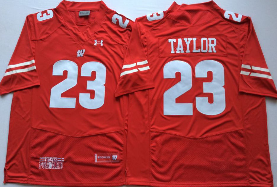 Men's Wisconsin Badgers Jonathan Taylor #23 Red Player Game Jersey sports jersey product view 1