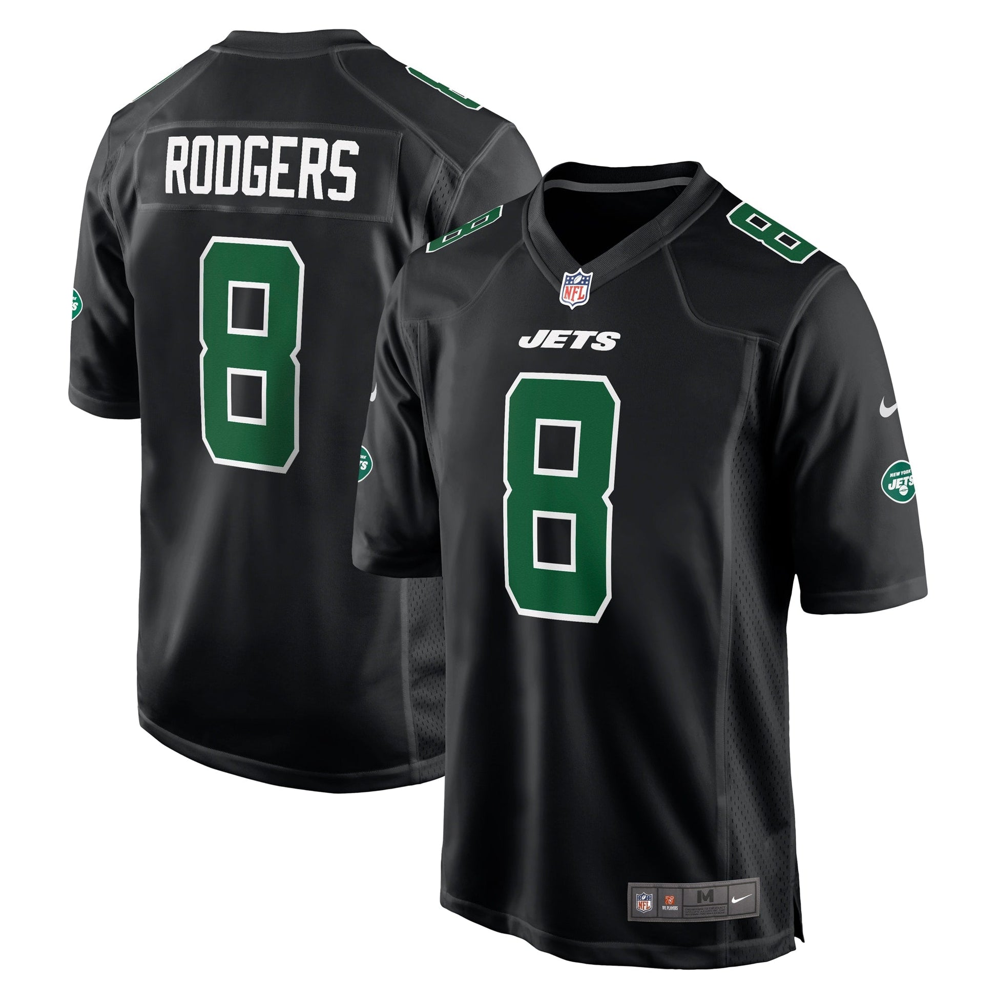 Aaron Rodgers New York Jets Fashion Game Jersey - Black football jersey product view 1