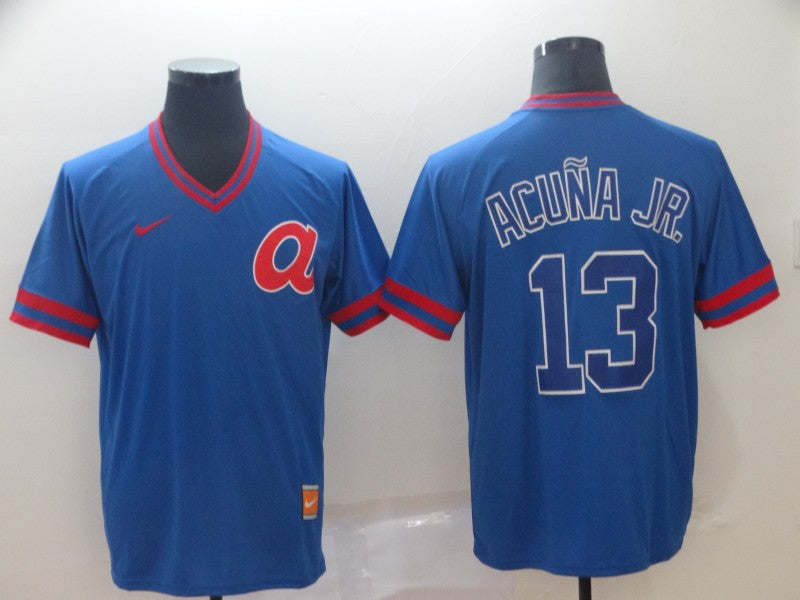 Men's Atlanta Braves Ronald Acuna Jr. Blue Replica Player Jersey baseball jersey product view 1