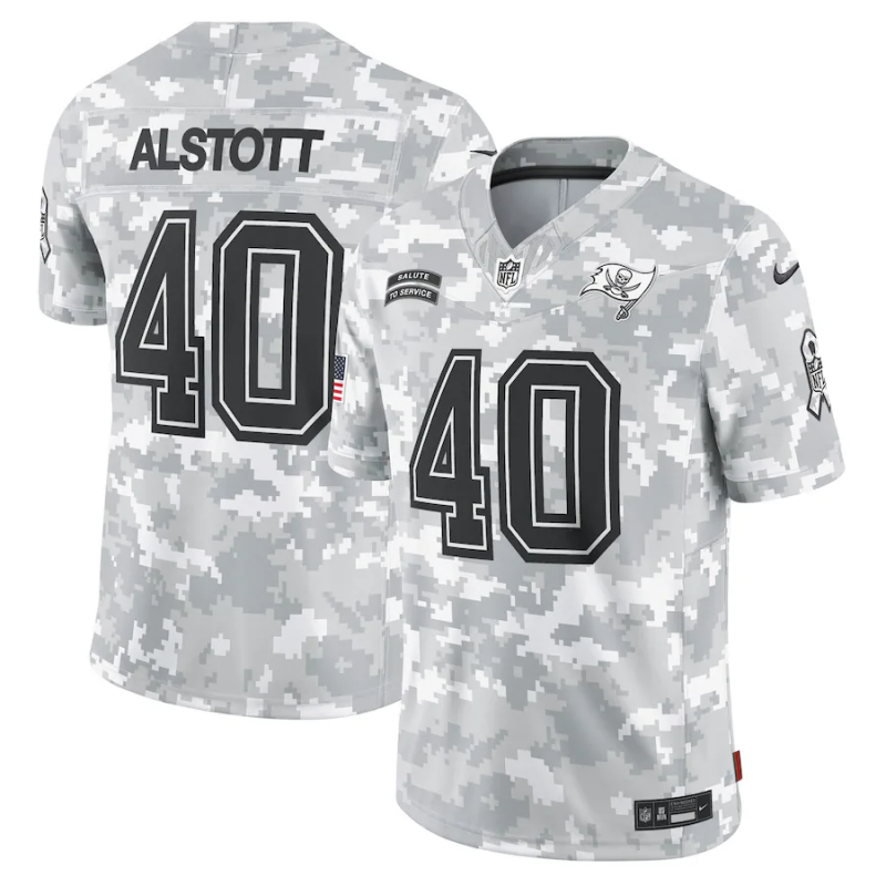 Men's Tampa Bay Buccaneers Mike Alstott Arctic Camo 2024 Salute to Service Retired Player Limited Jersey football jersey product view 1