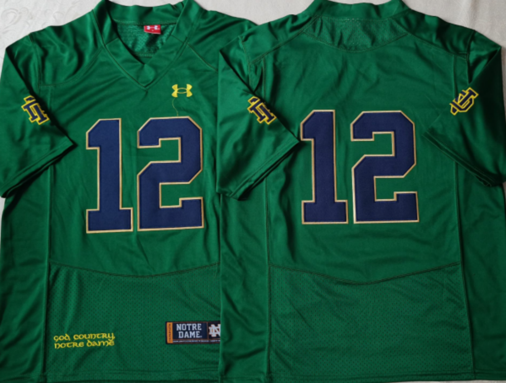 Men's Notre Dame Fighting Irish Ricky Watters Green Player Game Jersey sports jersey product view 1