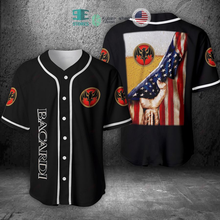 BEST Bacardi Beer United States Flag black Baseball Jersey Unisex T-shirt, Sweatshirt, Hoodie, Long Sleeve Tee - T-Shirt, Sweatshirt, Hoodie