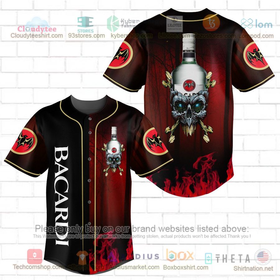 HOT Bacardi skull head Baseball Jersey Shirt Unisex T-shirt, Sweatshirt, Hoodie, Long Sleeve Tee - T-Shirt, Sweatshirt, Hoodie