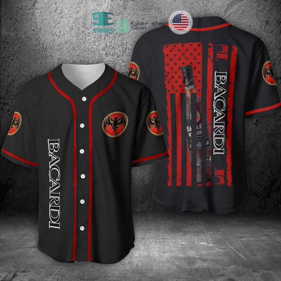 BEST Bacardi United States Flag black red Baseball Jersey Unisex T-shirt, Sweatshirt, Hoodie, Long Sleeve Tee - T-Shirt, Sweatshirt, Hoodie