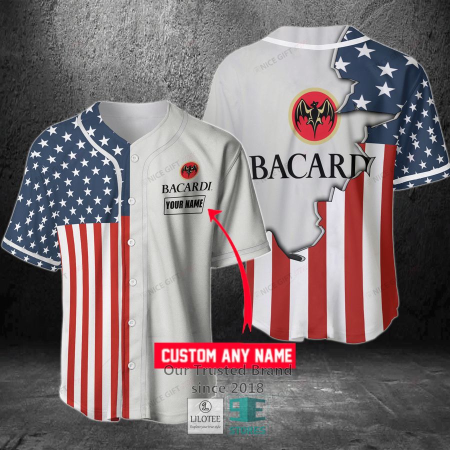 Bacardi Your Name US Flag Baseball Jersey Unisex T-shirt, Sweatshirt, Hoodie, Long Sleeve Tee - T-Shirt, Sweatshirt, Hoodie