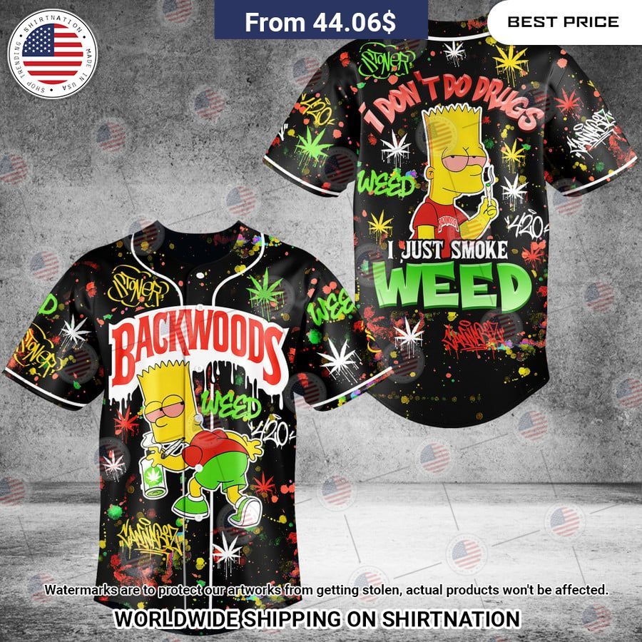 Backwoods Bart I don't do drugs I just smoke weed Baseball Jersey Unisex T-shirt, Sweatshirt, Hoodie, Long Sleeve Tee - T-Shirt, Sweatshirt, Hoodie