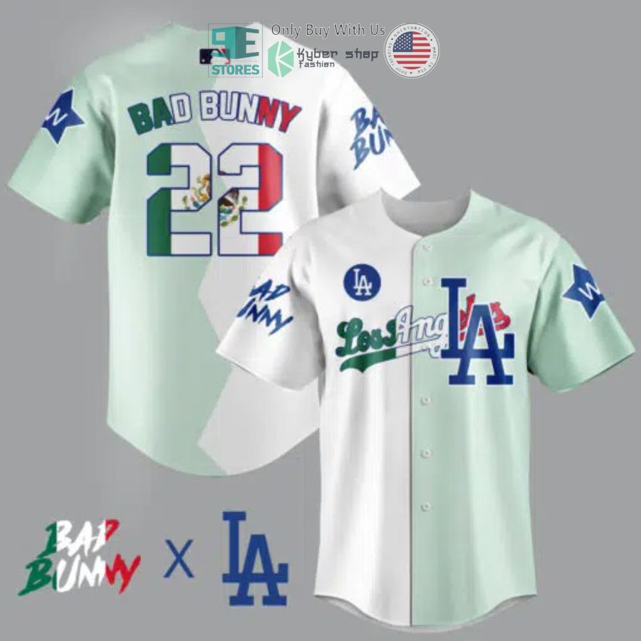 BEST Bad Bunny 22 Mexico Flag Los Angeles Dodgers Baseball Jersey Unisex T-shirt, Sweatshirt, Hoodie, Long Sleeve Tee - T-Shirt, Sweatshirt, Hoodie