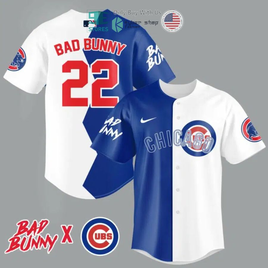 BEST Bad Bunny and Chicago Cubs Baseball Jersey Unisex T-shirt, Sweatshirt, Hoodie, Long Sleeve Tee - T-Shirt, Sweatshirt, Hoodie