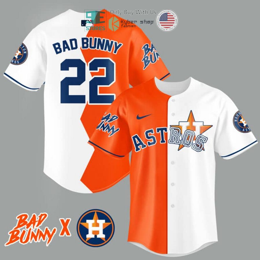 BEST Bad Bunny and Houston Astros Baseball Jersey Unisex T-shirt, Sweatshirt, Hoodie, Long Sleeve Tee - T-Shirt, Sweatshirt, Hoodie