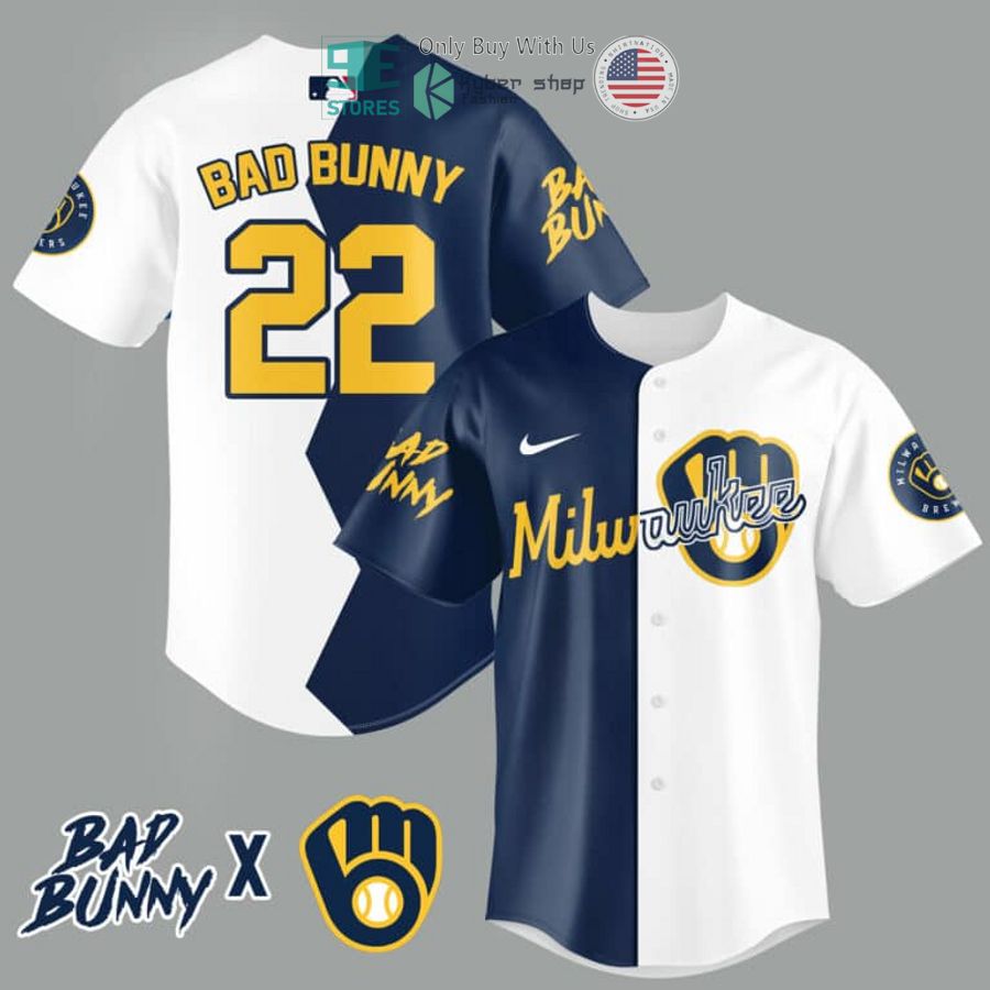 BEST Bad Bunny and Milwaukee Brewers Baseball Jersey Unisex T-shirt, Sweatshirt, Hoodie, Long Sleeve Tee - T-Shirt, Sweatshirt, Hoodie