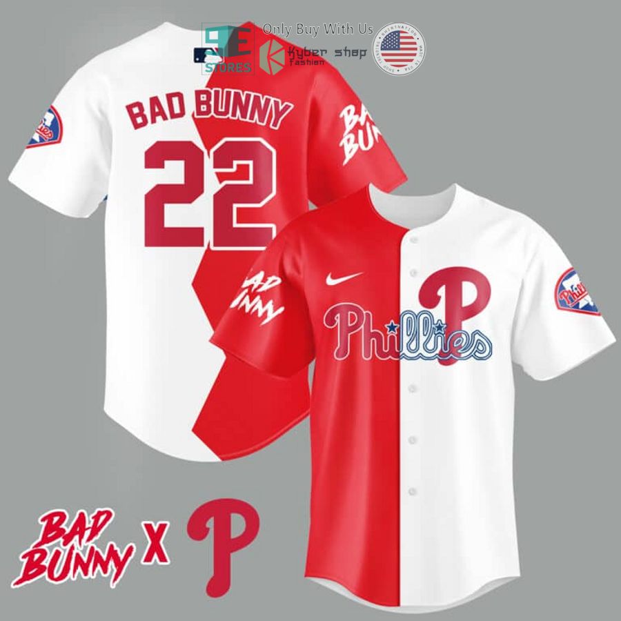 BEST Bad Bunny and Philadelphia Phillies Baseball Jersey Unisex T-shirt, Sweatshirt, Hoodie, Long Sleeve Tee - T-Shirt, Sweatshirt, Hoodie