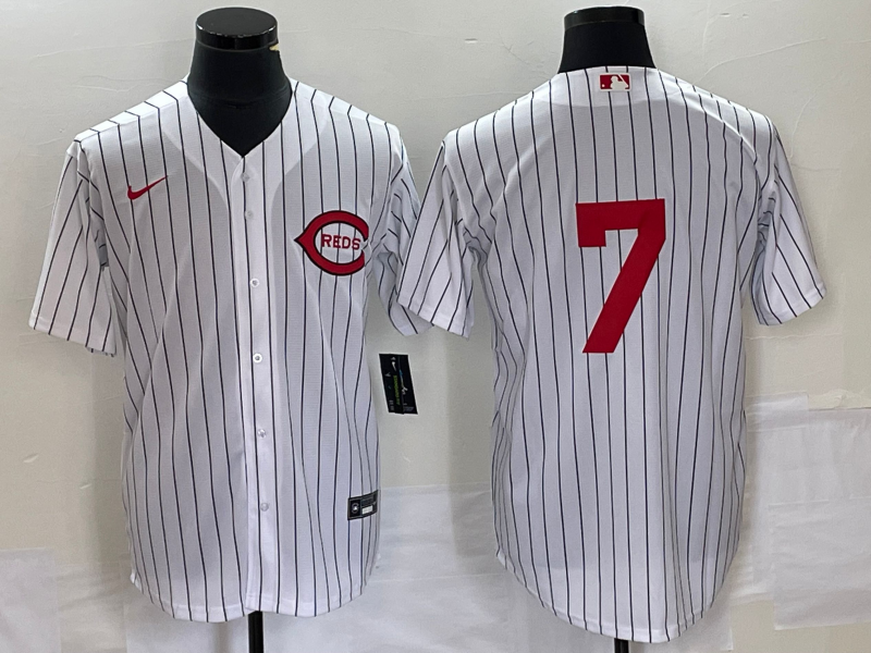 Men's Cincinnati Reds Spencer Steer #7 White 2022 MLB at Field of Dreams Game Authentic Player Jersey1 baseball jersey product view 1
