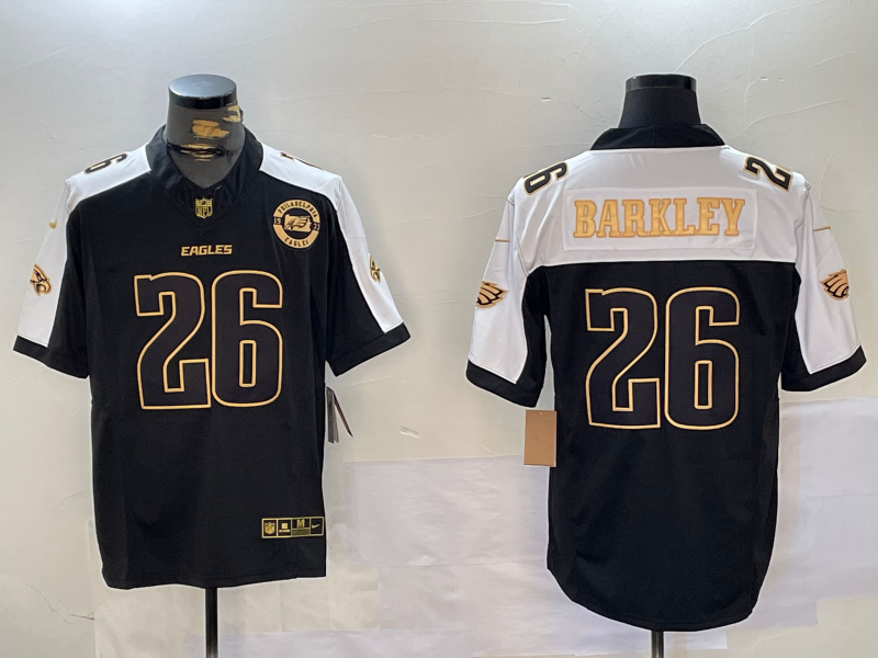 Men's Philadelphia Eagles Saquon Barkley Black Team Player Jersey football jersey product view 1