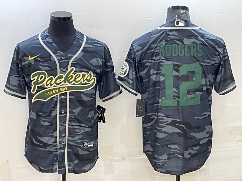 Men's Green Bay Packers Aaron Rodgers Grey camouflage Game Player Jersey Joint Edition football jersey product view 1