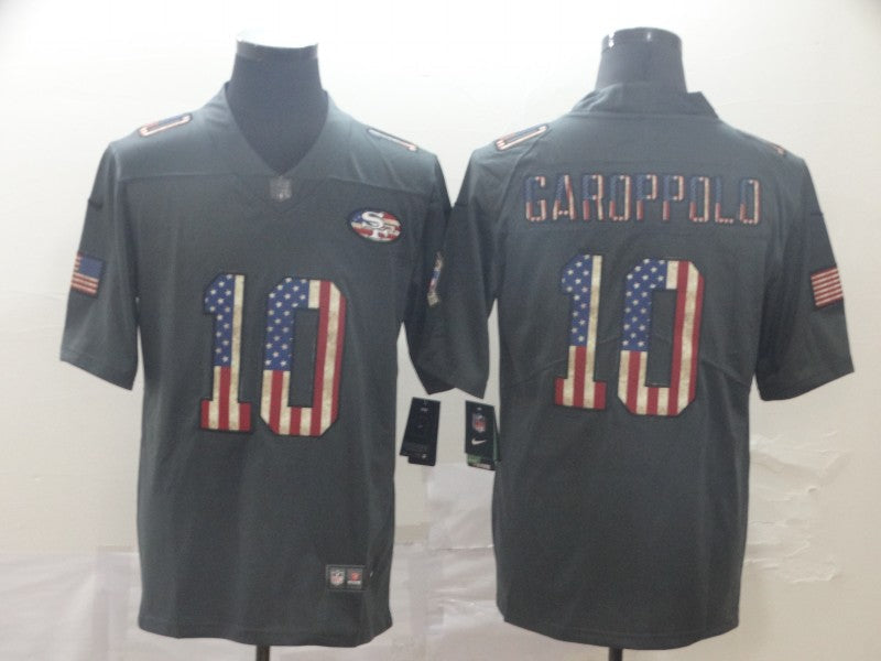 Men's San Francisco 49ers Jimmy Garoppolo #10 Black Player Game Jersey1 football jersey product view 1