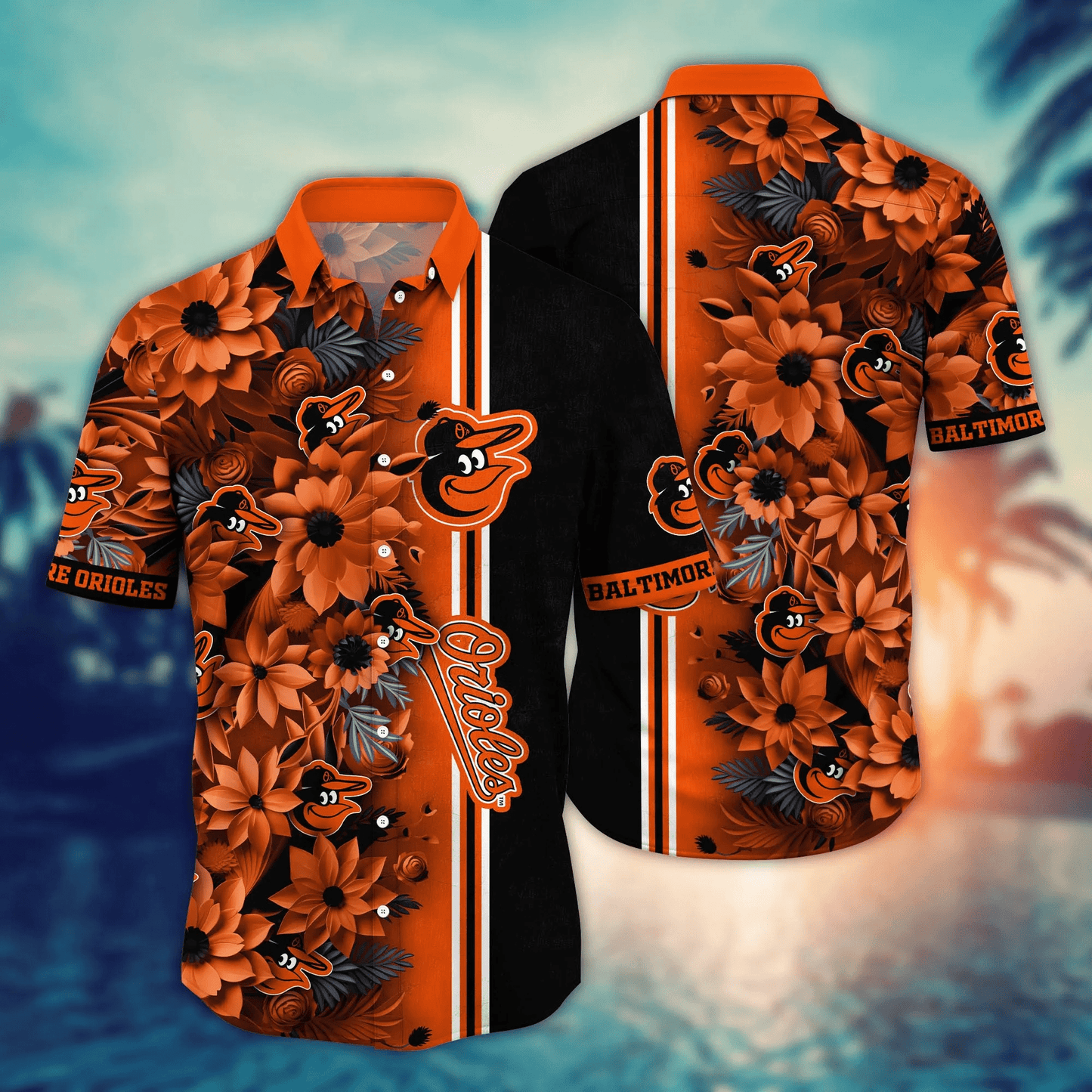 Baltimore Orioles MLB Hawaiian Shirt Custom Sundown Aloha Shirt Unisex T-shirt, Sweatshirt, Hoodie, Long Sleeve Tee - T-Shirt, Sweatshirt, Hoodie