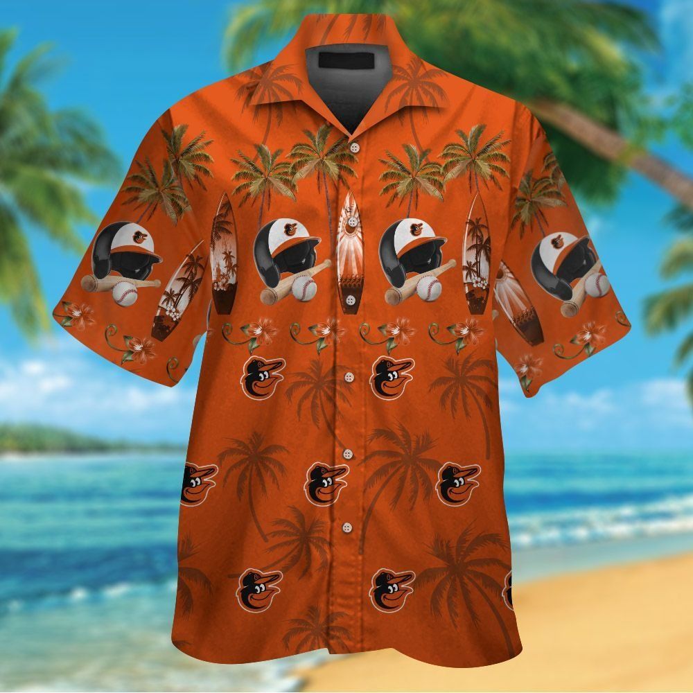 Baltimore Orioles Short Sleeve Hawaiian Shirt Tropical Button Up Unisex T-shirt, Sweatshirt, Hoodie, Long Sleeve Tee - T-Shirt, Sweatshirt, Hoodie