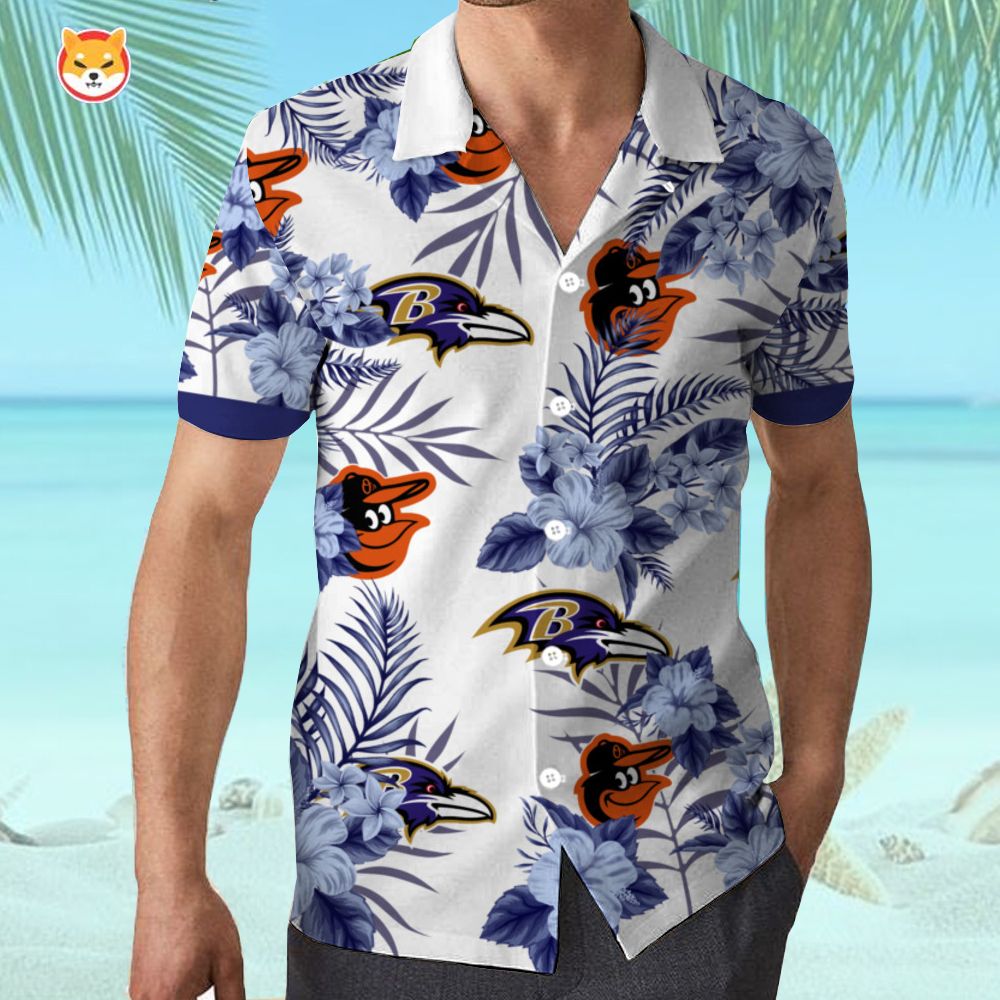 Baltimore Ravens Baltimore Orioles Hawaiian Shirt Unisex T-shirt, Sweatshirt, Hoodie, Long Sleeve Tee - T-Shirt, Sweatshirt, Hoodie