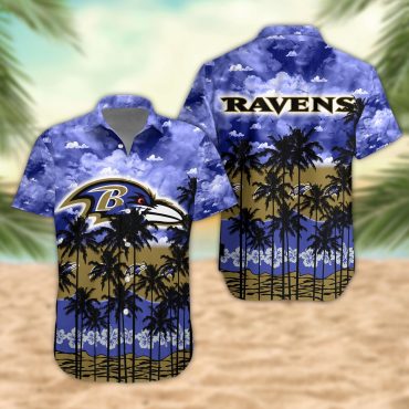 Baltimore Ravens Palm Trees Sunset Hawaiian Shirt Unisex T-shirt, Sweatshirt, Hoodie, Long Sleeve Tee - T-Shirt, Sweatshirt, Hoodie