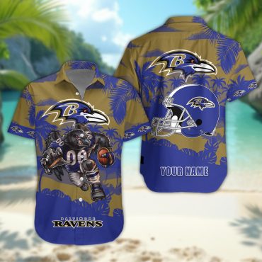 Baltimore Ravens Personalized Gridiron Warrior Hawaiian Shirt Unisex T-shirt, Sweatshirt, Hoodie, Long Sleeve Tee - T-Shirt, Sweatshirt, Hoodie
