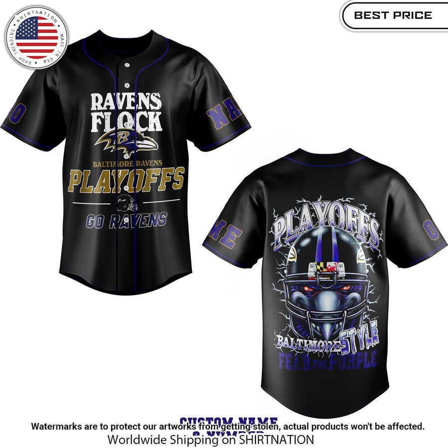 Baltimore Ravens Playoff Custom Baseball jersey Unisex T-shirt, Sweatshirt, Hoodie, Long Sleeve Tee - T-Shirt, Sweatshirt, Hoodie