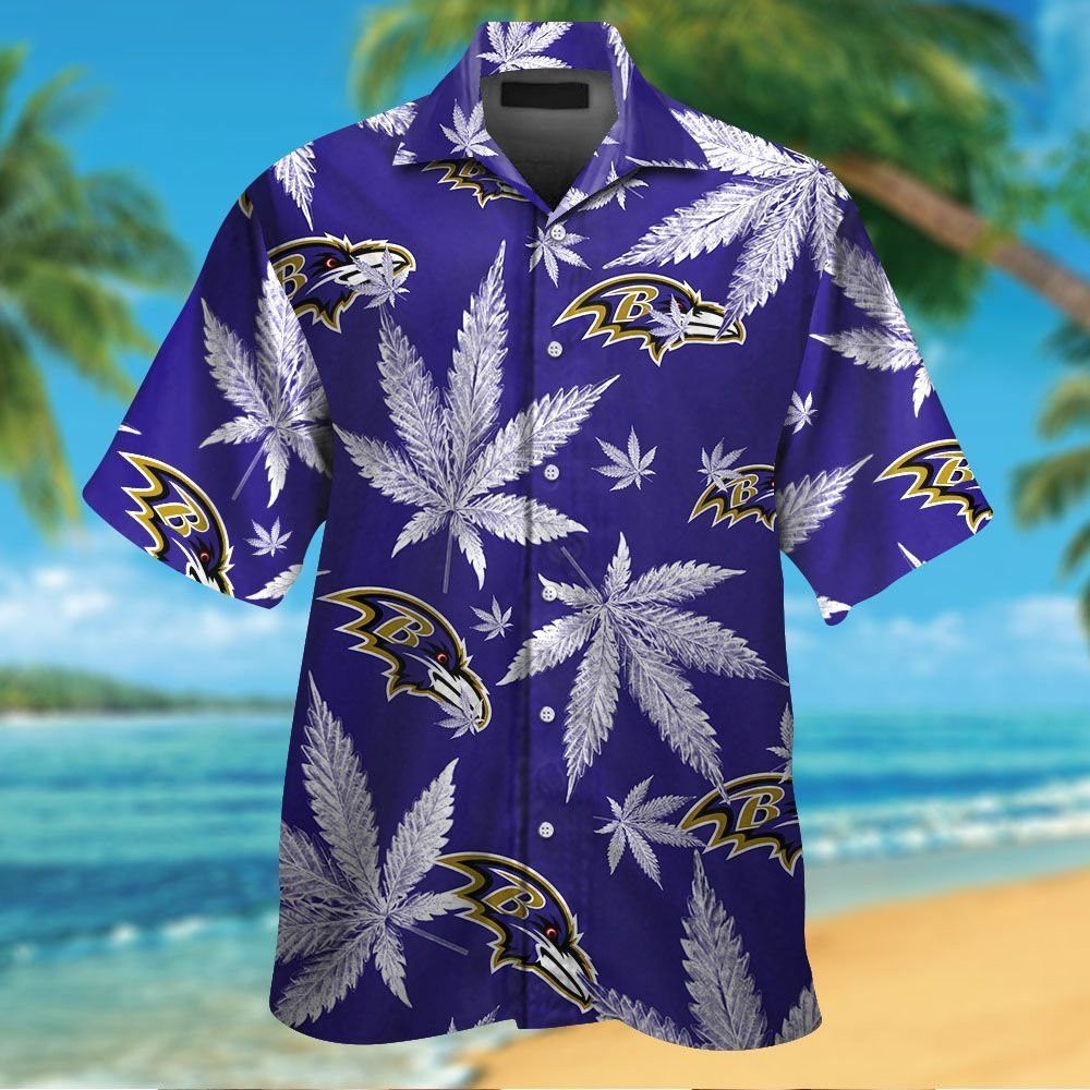 Baltimore Ravens Short Sleeve Button Up Hawaiian Tropical Shirt Unisex T-shirt, Sweatshirt, Hoodie, Long Sleeve Tee - T-Shirt, Sweatshirt, Hoodie