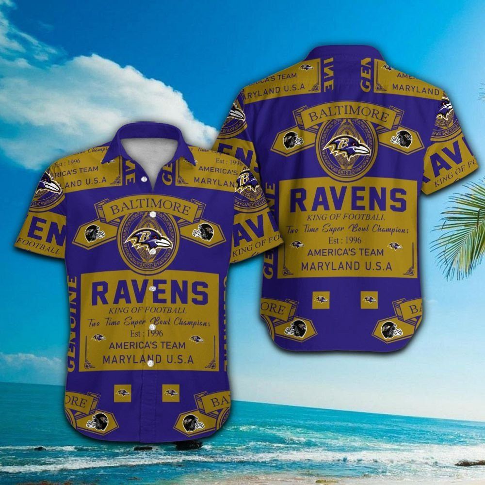 Baltimore Ravens Short Sleeve Hawaiian Shirt Tropical Button Up Unisex T-shirt, Sweatshirt, Hoodie, Long Sleeve Tee - T-Shirt, Sweatshirt, Hoodie