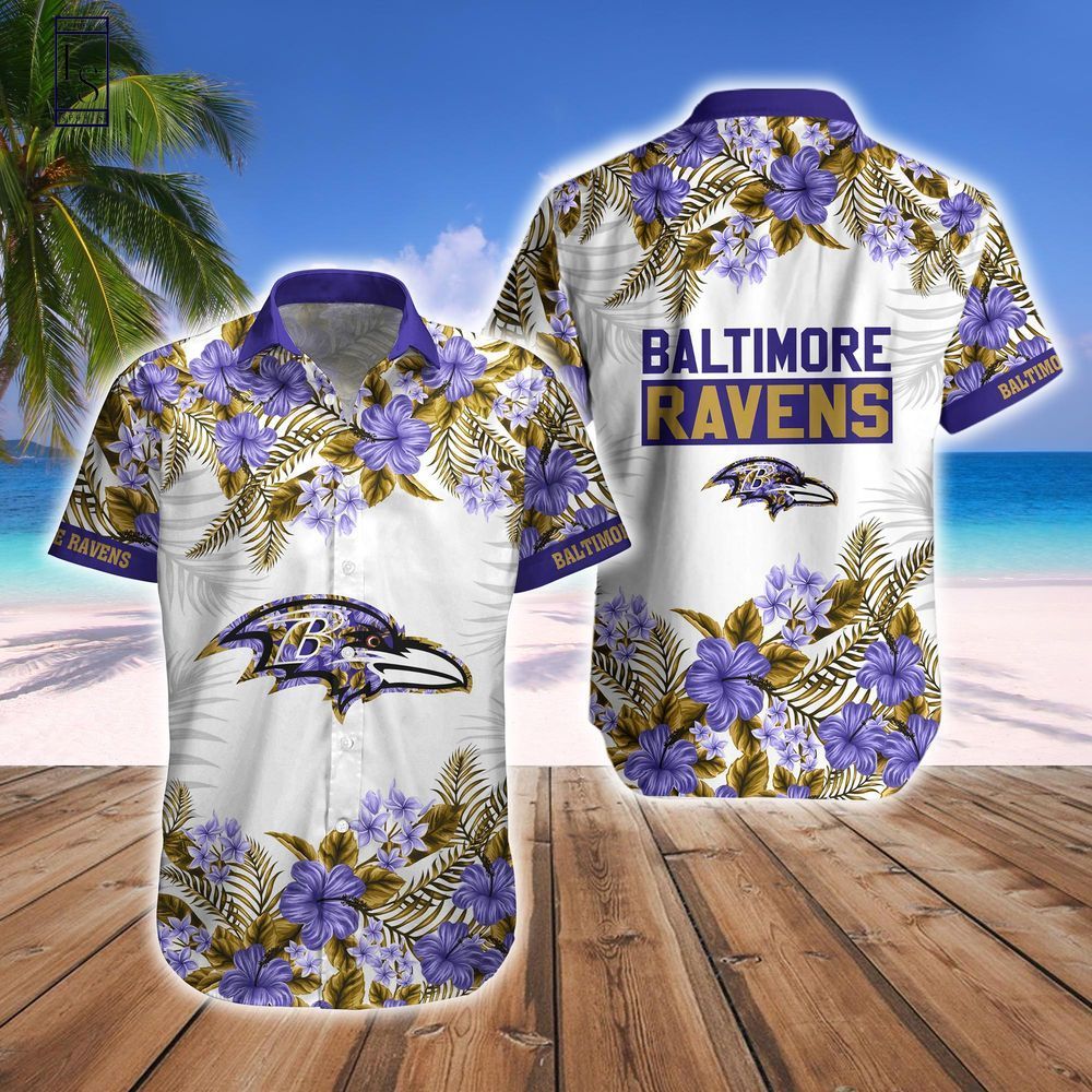 Baltimore Ravens Tropical Hawaiian Shirt Short Combo Unisex T-shirt, Sweatshirt, Hoodie, Long Sleeve Tee - T-Shirt, Sweatshirt, Hoodie