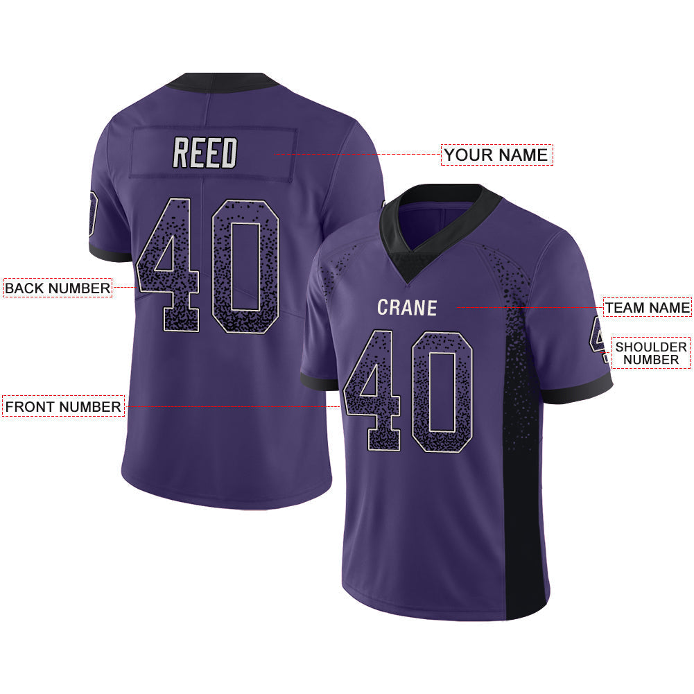 Custom B.Raven Stitched American Football Jerseys Personalize Birthday Gifts Purple Jersey football jersey product view 2