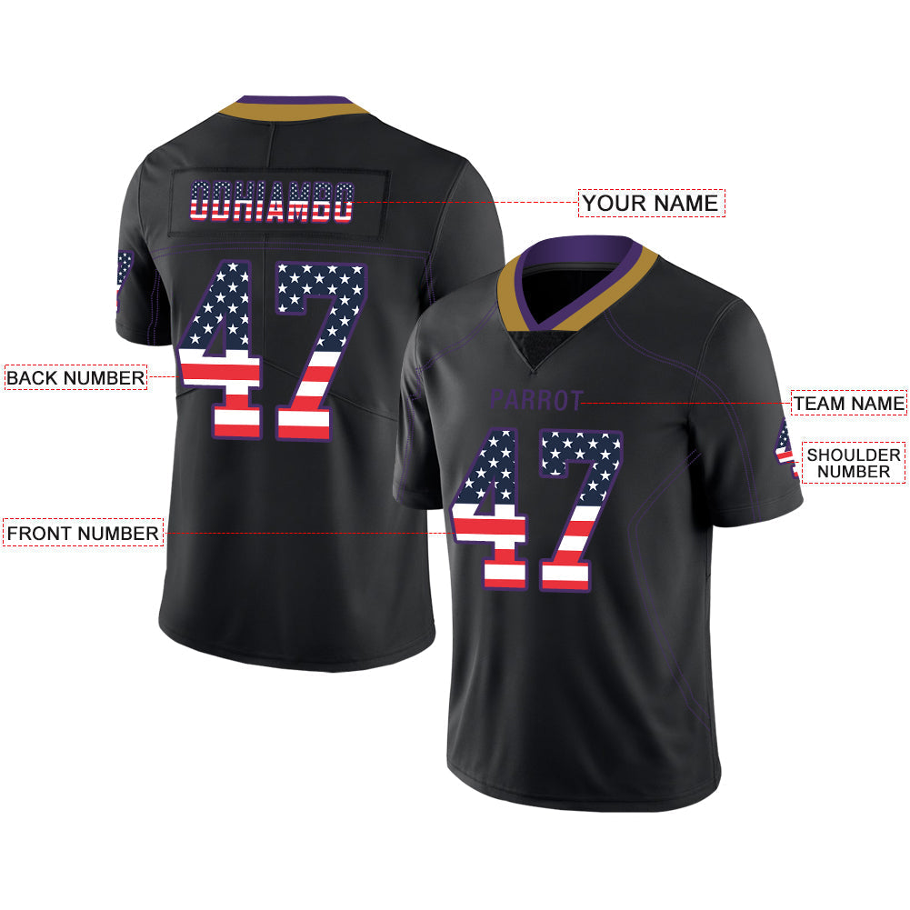 Custom B.Raven Stitched American Football Jerseys Personalize Birthday Gifts Black Jersey football jersey product view 2