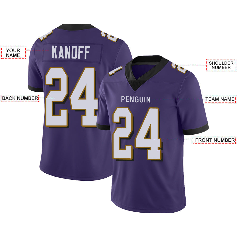 Custom B.Raven Men's American Purple Vapor Limited Stitched Football Jersey football jersey product view 2