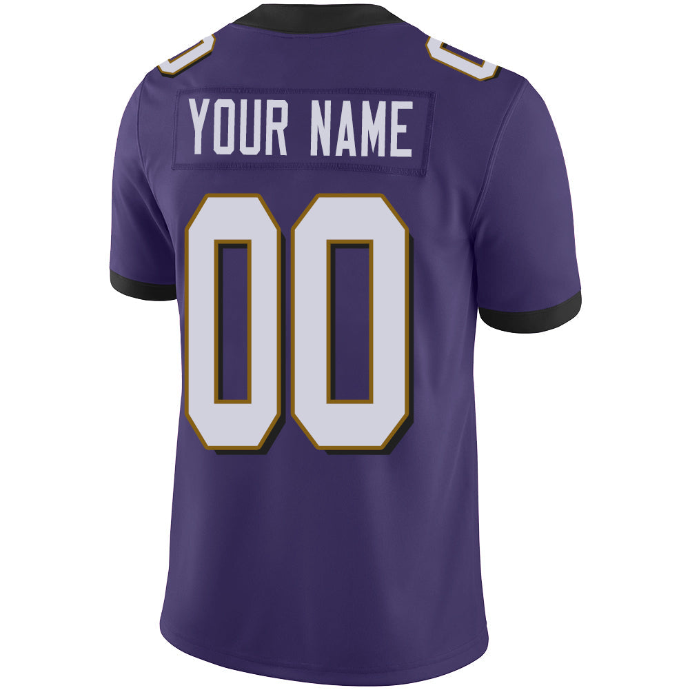 Custom B.Raven Men's American Purple Vapor Limited Stitched Football Jersey football jersey product view 3